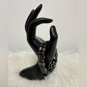 Magnetic Hematite Black Beaded Bracelet’s 2pc